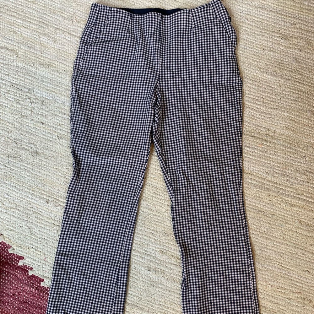 Crop flare gingham pants from Gap. Size 4 petite.